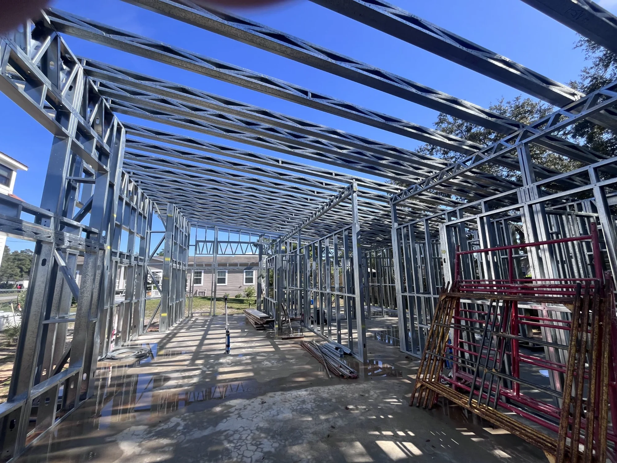 Interior steel wall and roof framing in Ohio